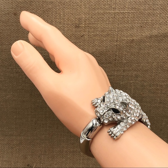 Large Wild Cat Leopard Statement Stretch Bracelet - Picture 2 of 3